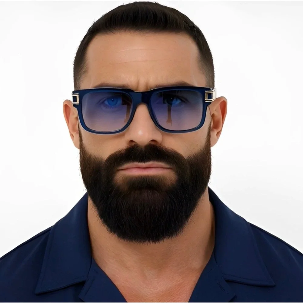 Mens Vintage Vibe Retro Hipster Keyhole Square Horn Rim Plastic Sunglasses Gafas